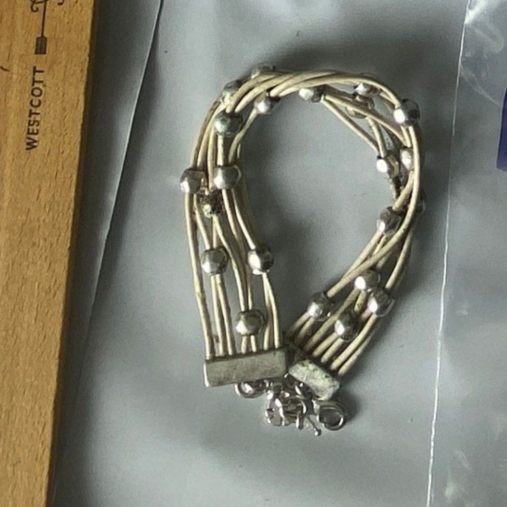 Silver Tone Multi Strand Beaded Bracelet